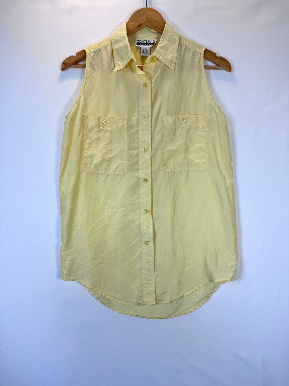Vintage 90s Contempo Casuals 100% Silk Sleeveless Blouse Small Coastal Beachy